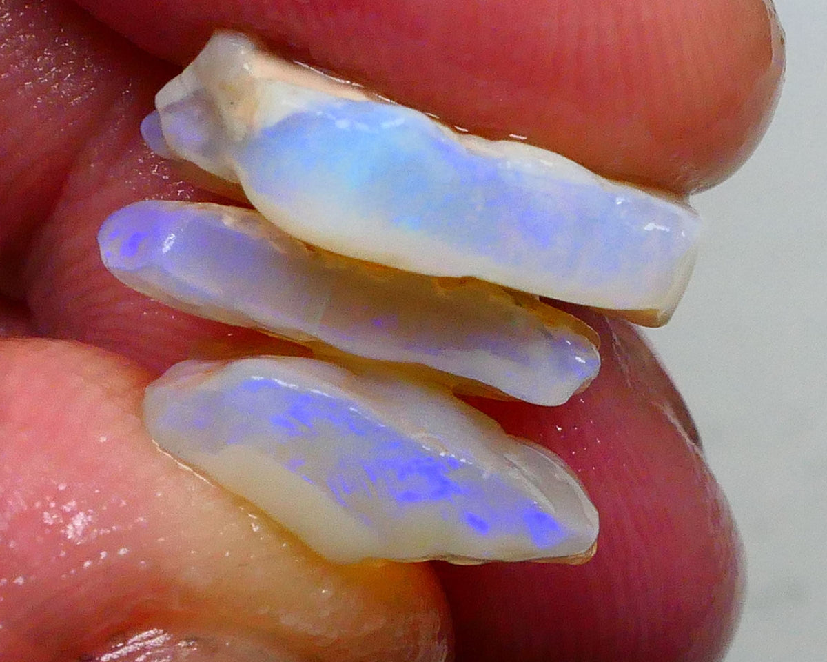 Stack of Lightning Ridge Seam opal rough 13.25cts Light blues in flat crystal bars to cut 16x51x4mm & 13x11x3mm  Lot B4-A482