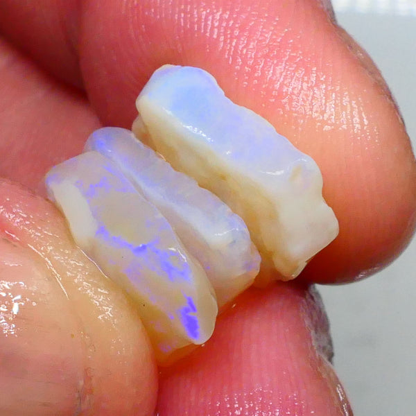 Stack of Lightning Ridge Seam opal rough 13.25cts Light blues in flat crystal bars to cut 16x51x4mm & 13x11x3mm  Lot B4-A482