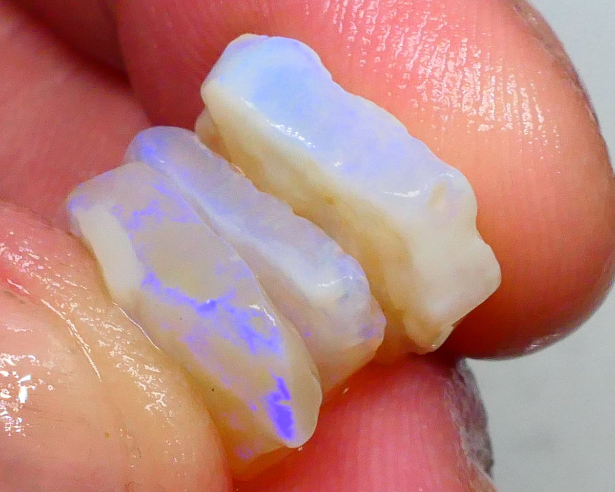 Stack of Lightning Ridge Seam opal rough 13.25cts Light blues in flat crystal bars to cut 16x51x4mm & 13x11x3mm  Lot B4-A482