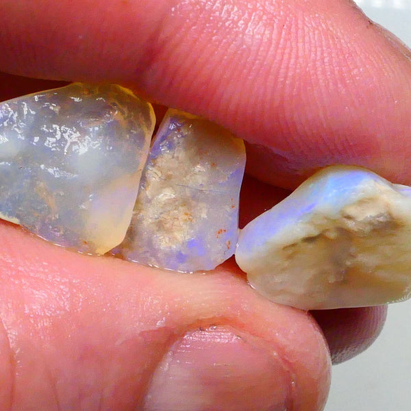 Stack of Lightning Ridge Seam opal rough 13.25cts Light blues in flat crystal bars to cut 16x51x4mm & 13x11x3mm  Lot B4-A482