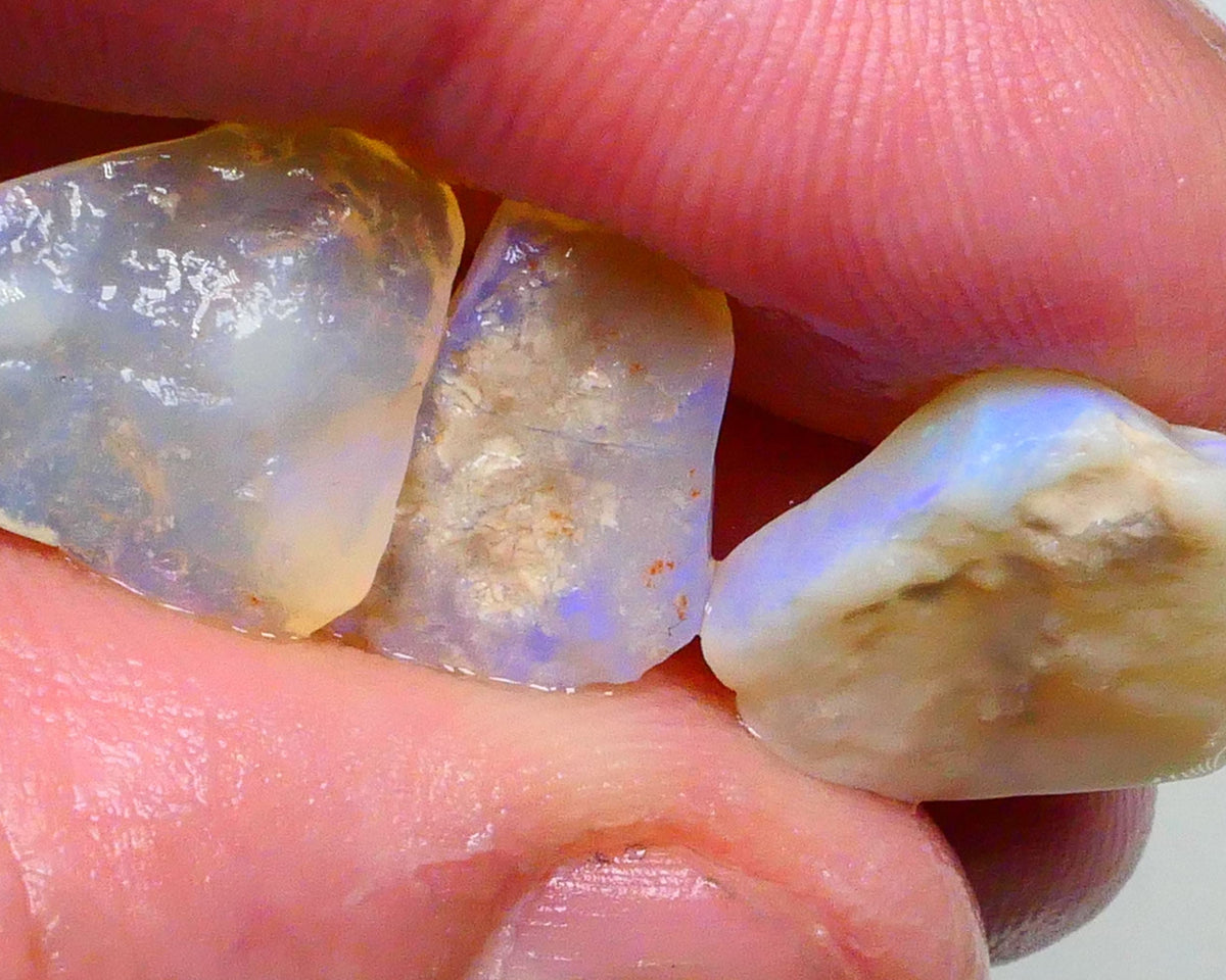 Stack of Lightning Ridge Seam opal rough 13.25cts Light blues in flat crystal bars to cut 16x51x4mm & 13x11x3mm  Lot B4-A482