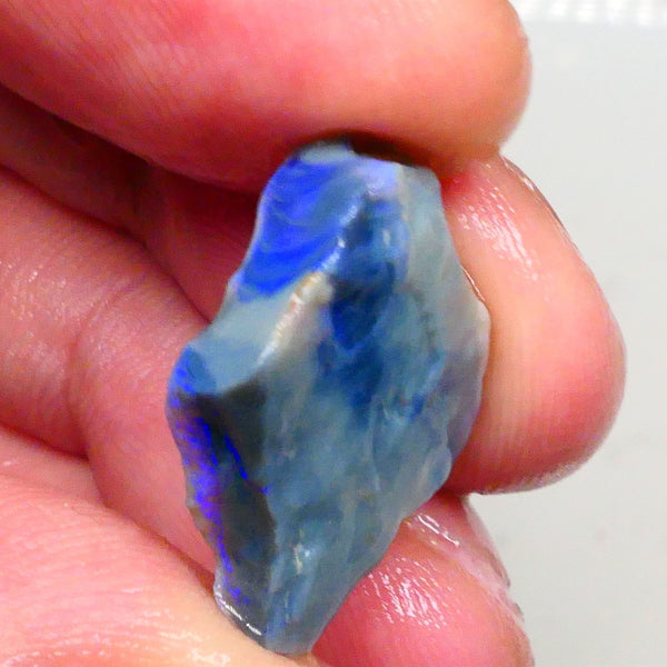 Gorgeous Blues on Dark base seam opal rough pair 22.00cts Lots colour showing to chase & potentially cut here 25x16x9mm & 22x16x5mm  Lot B4-A481