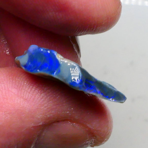 Gorgeous Blues on Dark base seam opal rough pair 22.00cts Lots colour showing to chase & potentially cut here 25x16x9mm & 22x16x5mm  Lot B4-A481