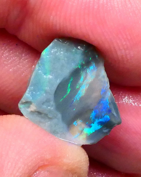 Gorgeous dark base seam opal rough 4.25cts Lightning Ridge Green & blue hues to cut & Polish 17x15x4mm   Lot B4-A480