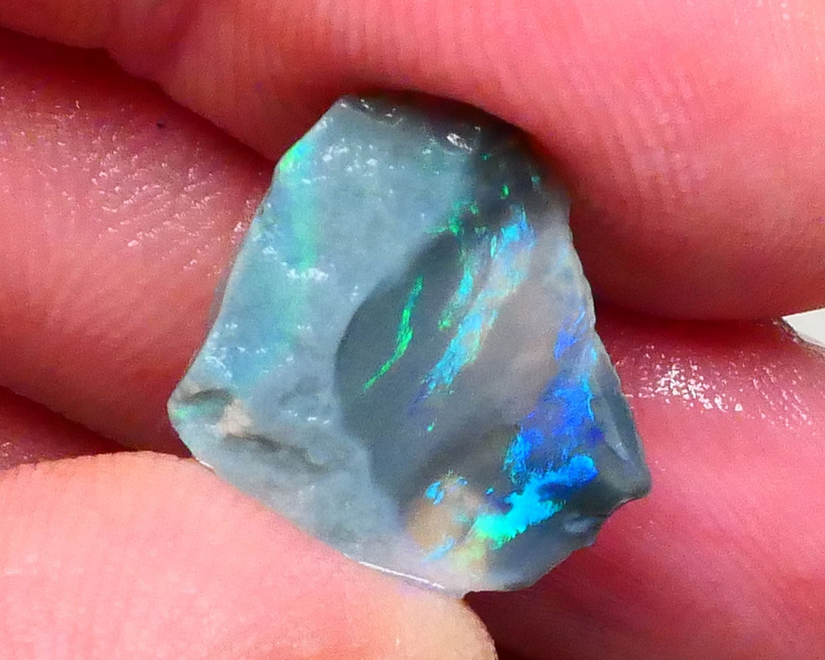 Gorgeous dark base seam opal rough 4.25cts Lightning Ridge Green & blue hues to cut & Polish 17x15x4mm   Lot B4-A480