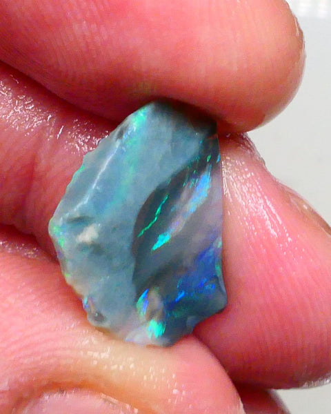 Gorgeous dark base seam opal rough 4.25cts Lightning Ridge Green & blue hues to cut & Polish 17x15x4mm   Lot B4-A480