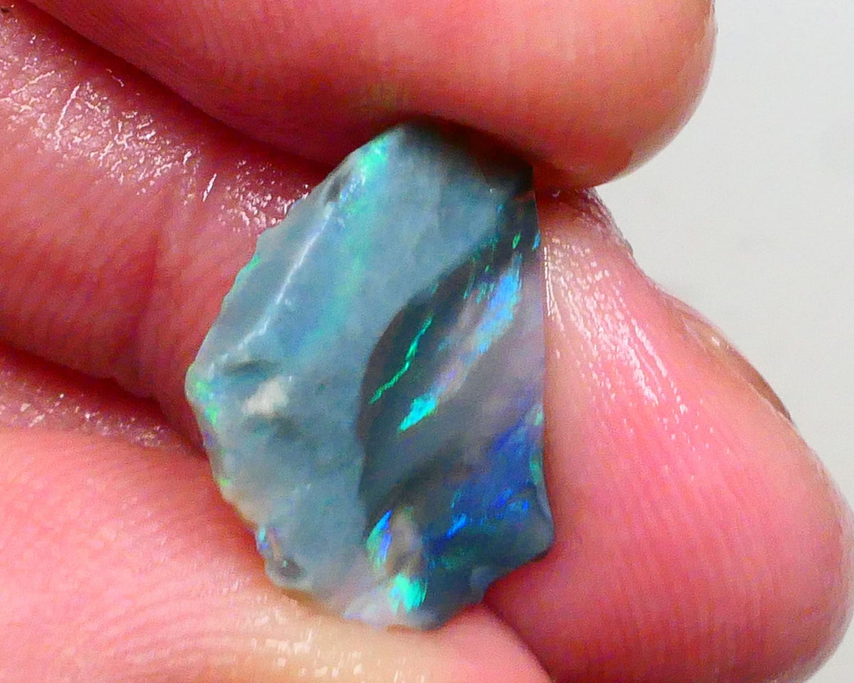 Gorgeous dark base seam opal rough 4.25cts Lightning Ridge Green & blue hues to cut & Polish 17x15x4mm   Lot B4-A480
