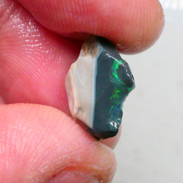 Black seam opal rough of Lightning Ridge 5.50cts Green dominant fires to chase, explore & cut 17x11x6mm  Lot B4-A479