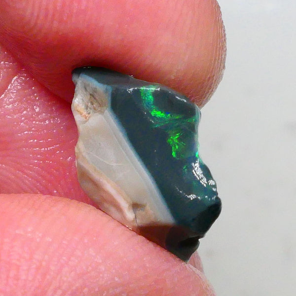 Black seam opal rough of Lightning Ridge 5.50cts Green dominant fires to chase, explore & cut 17x11x6mm  Lot B4-A479