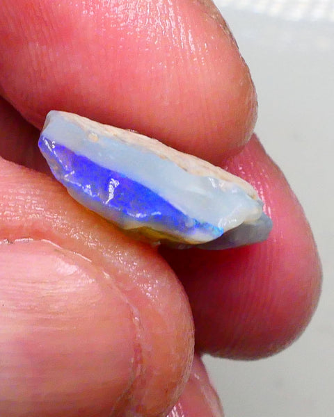 Stunning Bright Blue Crystal bar on Dark base knobby opal rough 7.50cts Flat bar highly visible to cut & Polish 20x15x6mm  Lot B4-A478