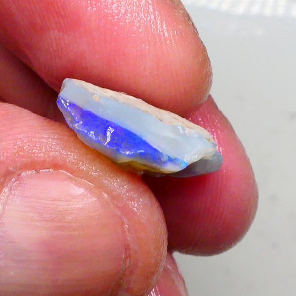 Stunning Bright Blue Crystal bar on Dark base knobby opal rough 7.50cts Flat bar highly visible to cut & Polish 20x15x6mm  Lot B4-A478