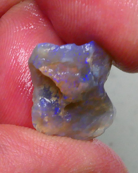 Stunning Bright Blue Crystal bar on Dark base knobby opal rough 7.50cts Flat bar highly visible to cut & Polish 20x15x6mm  Lot B4-A478