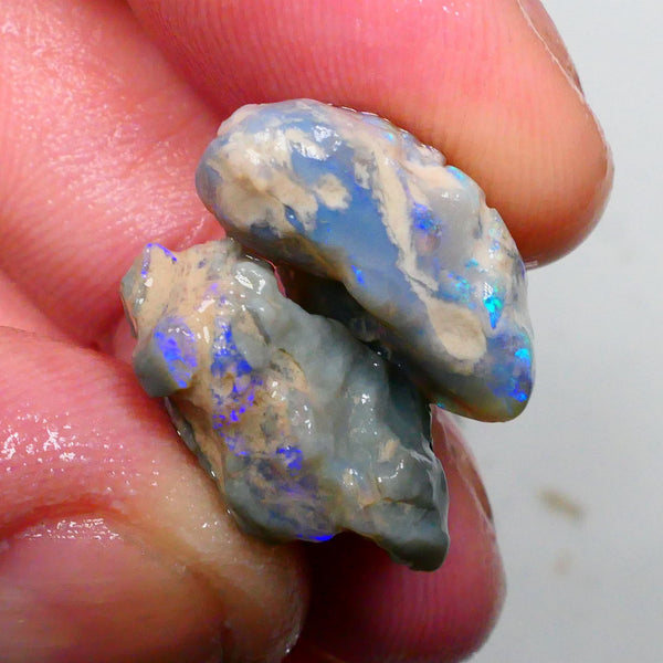 Lighting Ridge Knobby Pair 23.50cts Blue Colours to gamble 20x14x10mm & 19x16x8mm  Lot B4-A501