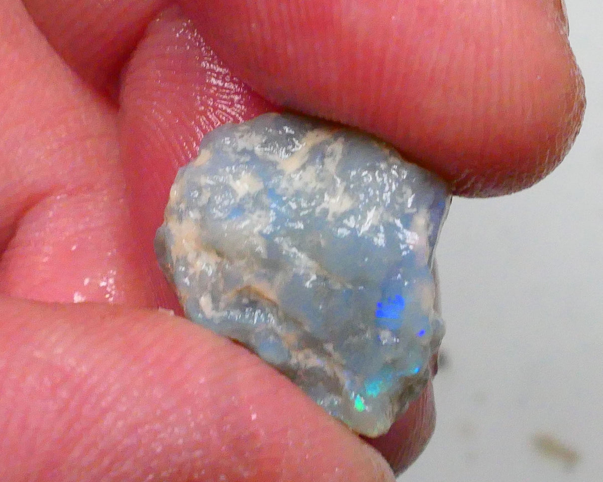 Untouched Pea knobby opal rough 8.00cts Dark base showing Blues though the skin Gamble ? 16x14x8mm  Lot B4-A500