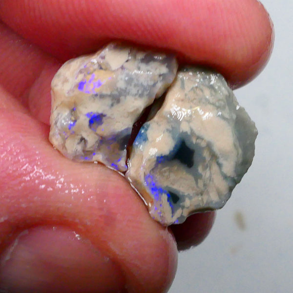 Pair of opal formation rough from Lightning Ridge 9.50cts Some Blue colours to chase & explore 16x11x7mm & 14x10x6mm Lot B4-A498