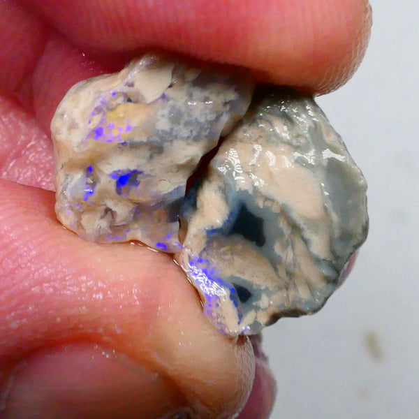 Pair of opal formation rough from Lightning Ridge 9.50cts Some Blue colours to chase & explore 16x11x7mm & 14x10x6mm Lot B4-A498