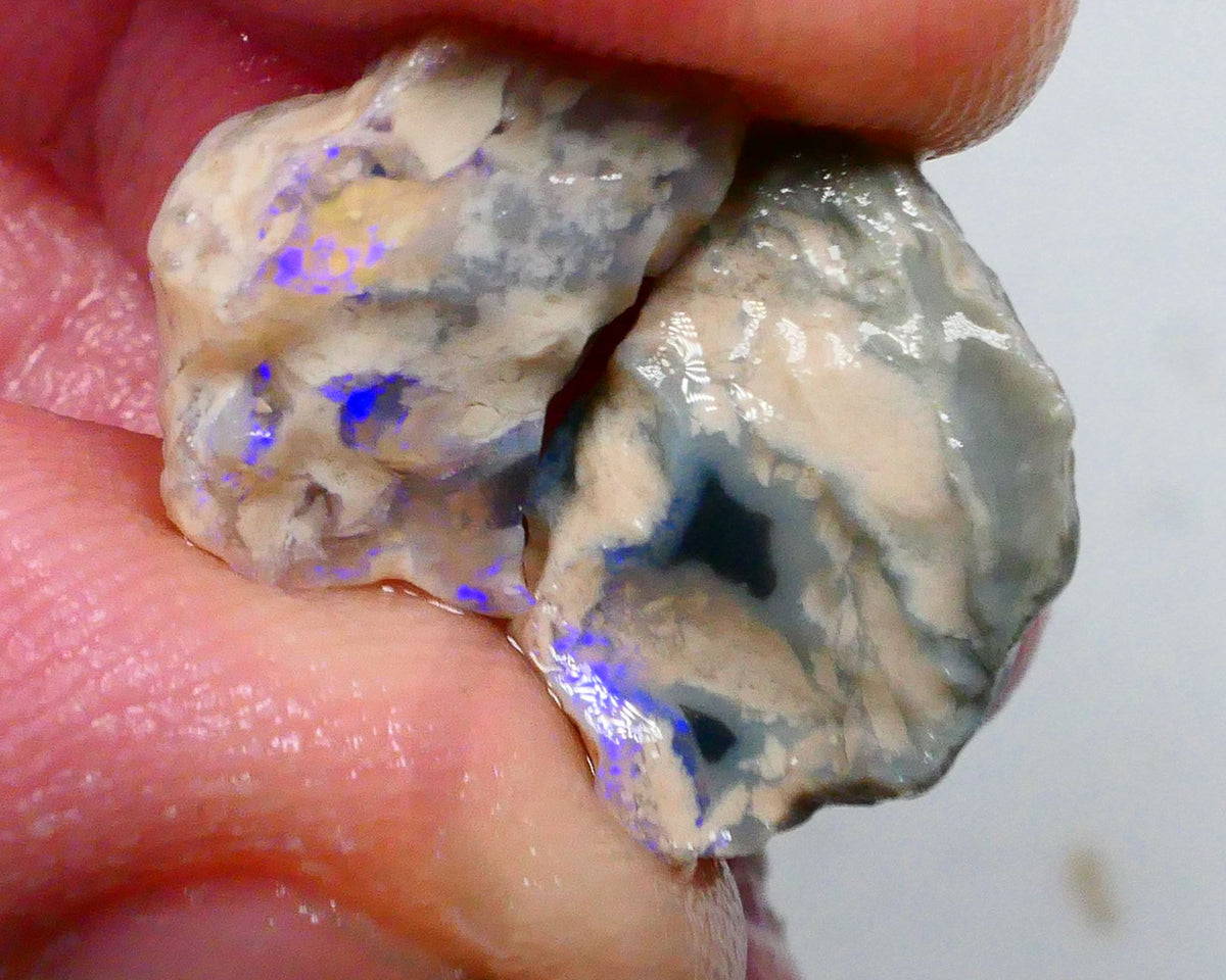 Pair of opal formation rough from Lightning Ridge 9.50cts Some Blue colours to chase & explore 16x11x7mm & 14x10x6mm Lot B4-A498