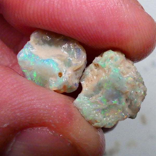 Small pair untouched Multicolour Knobby opal rough 5.75cts Lightning Ridge Material to gamble 14x11x6mm & 11x11x4mm Lot B4-A494