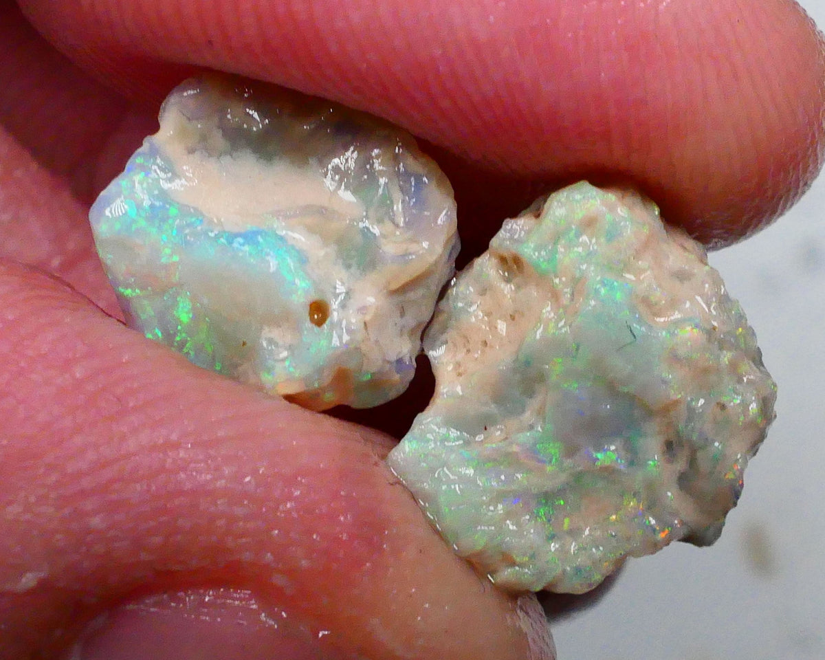 Small pair untouched Multicolour Knobby opal rough 5.75cts Lightning Ridge Material to gamble 14x11x6mm & 11x11x4mm Lot B4-A494