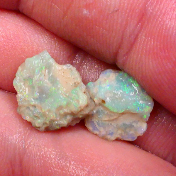 Small pair untouched Multicolour Knobby opal rough 5.75cts Lightning Ridge Material to gamble 14x11x6mm & 11x11x4mm Lot B4-A494