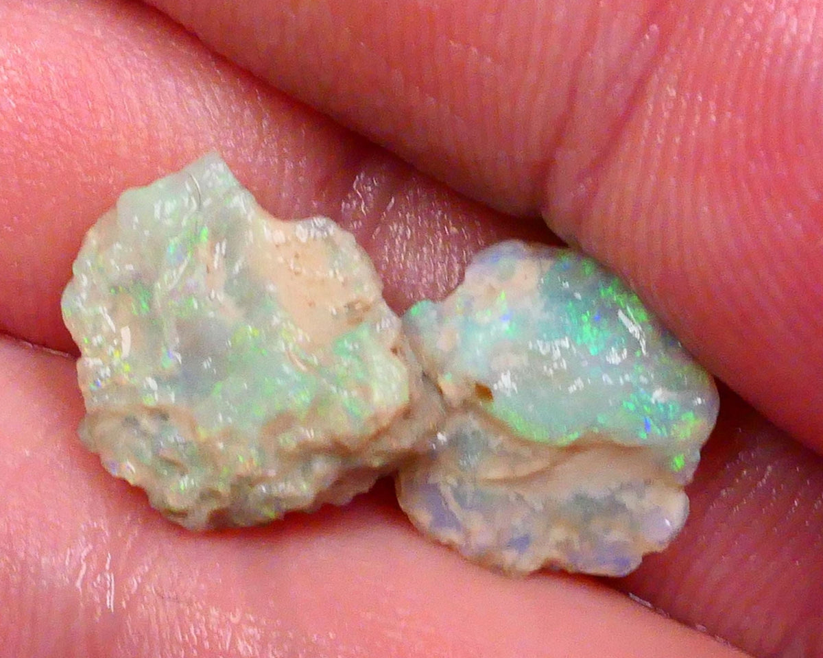 Small pair untouched Multicolour Knobby opal rough 5.75cts Lightning Ridge Material to gamble 14x11x6mm & 11x11x4mm Lot B4-A494