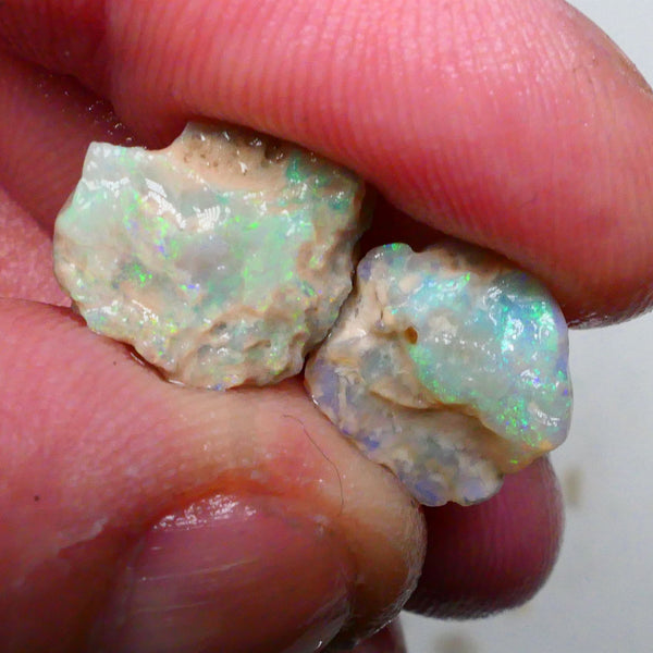 Small pair untouched Multicolour Knobby opal rough 5.75cts Lightning Ridge Material to gamble 14x11x6mm & 11x11x4mm Lot B4-A494