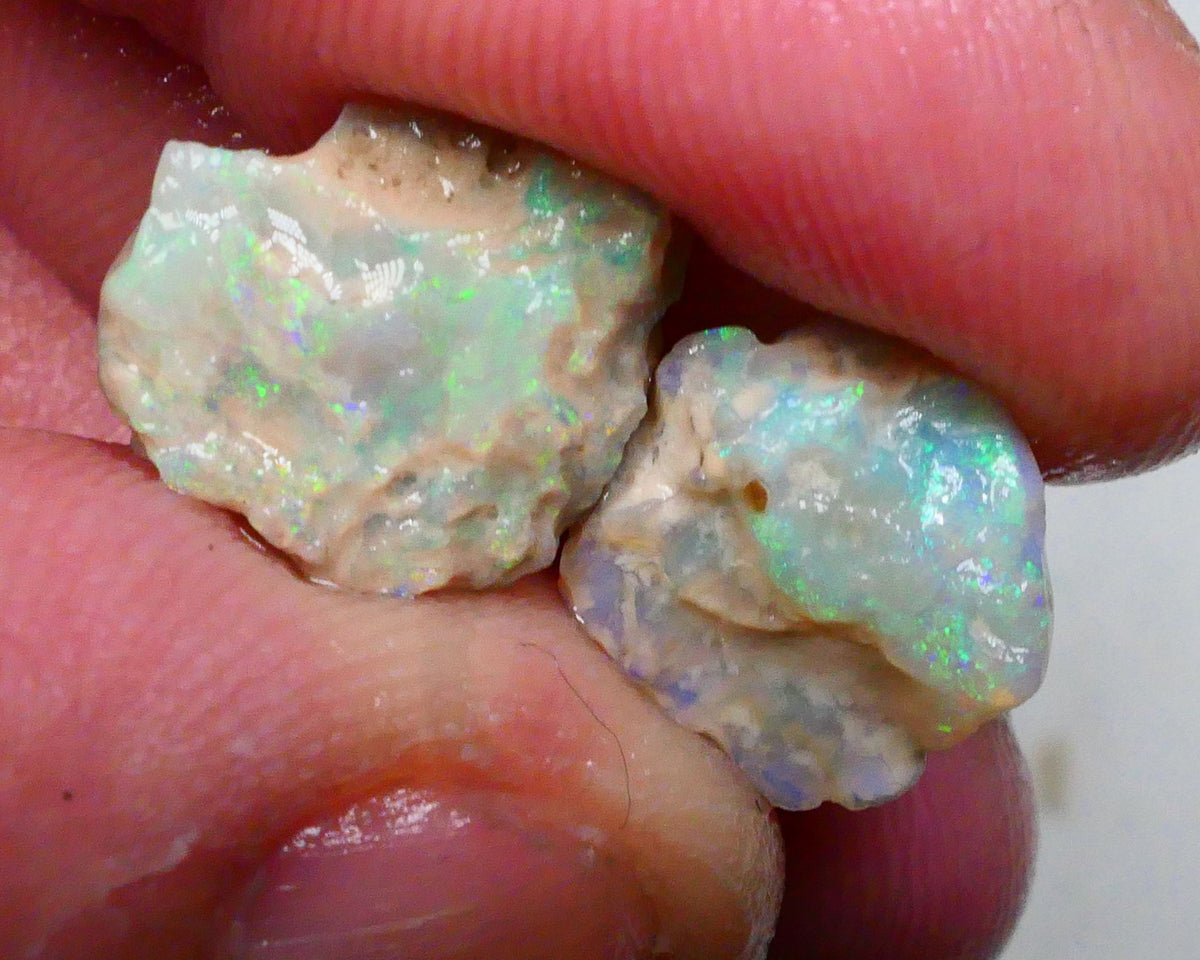 Small pair untouched Multicolour Knobby opal rough 5.75cts Lightning Ridge Material to gamble 14x11x6mm & 11x11x4mm Lot B4-A494