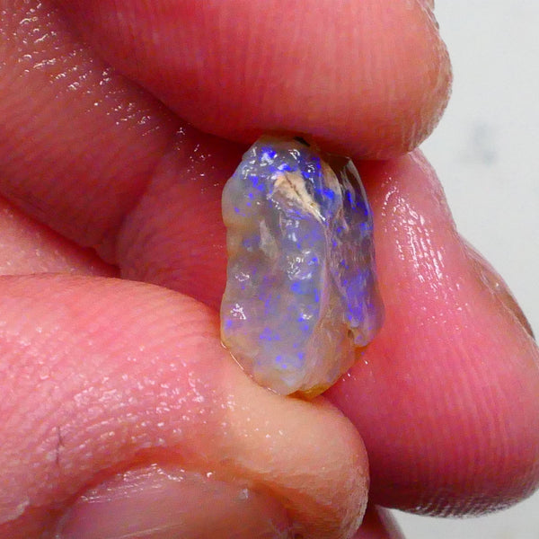 Dark Crystal knobby 4.10cts Thick Bar relative to its size loaded with confetti flashes of blues 13x11x4mm Lot B4-A491