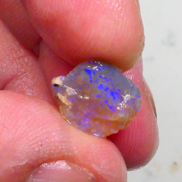 Dark Crystal knobby 4.10cts Thick Bar relative to its size loaded with confetti flashes of blues 13x11x4mm Lot B4-A491