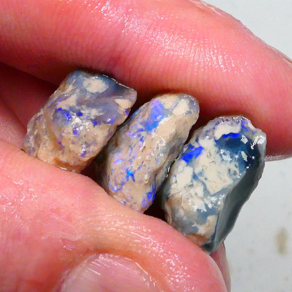 Lightning Ridge Knobby opal Trio 22.00cts Lots Blues to Gamble & explore 16x13x7mm to 15x11x8mm  Lot B4-A490