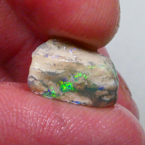 Small Lightning Ridge opal rough formation 3.25cts Bright Green /Blue / Yellows showing sold as gamble 14x9x5mm Lot B4-A489
