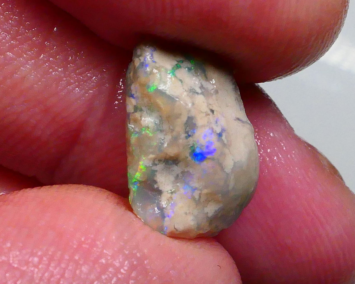Small Lightning Ridge opal rough formation 3.25cts Bright Green /Blue / Yellows showing sold as gamble 14x9x5mm Lot B4-A489