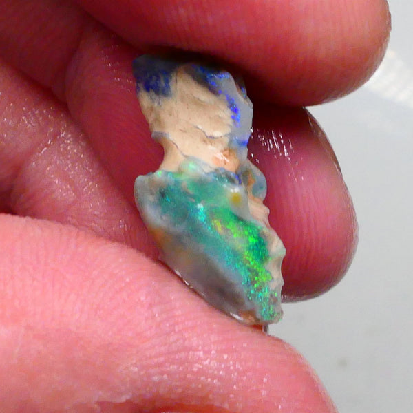 Stunning Greens & blues in this Crystal seam opal formation 6.00cts Gamble cut or carve this Lighting Ridge rough 20x9x9mm Lot B4-A488
