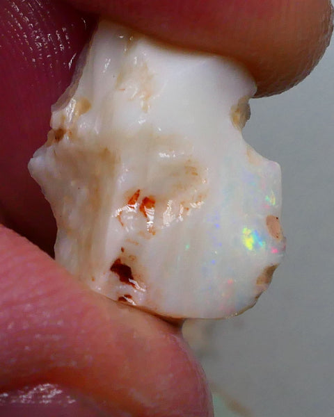 Yellows & Multifires to chase on this Light base seam opal rough 10.75cts Lightning Ridge Material to gamble 20x14x11mm   Lot B4-A486