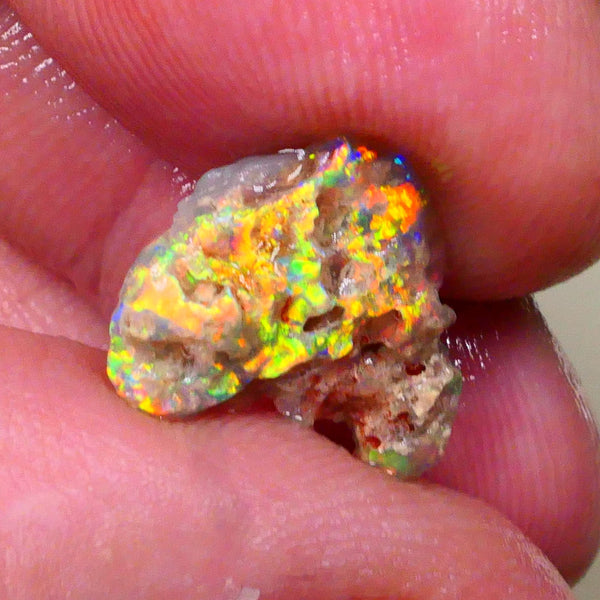 Lightning Ridge Ultra Brightness Bling Bling Crystal knobby opal rough 3.20cts Mega Bright Sexy electric Vivid Vibrant Yellow/Orange/Gold dominant Multifires some inclusions 15x14x5mm  Lot B4-A512