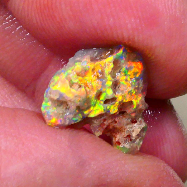 Lightning Ridge Ultra Brightness Bling Bling Crystal knobby opal rough 3.20cts Mega Bright Sexy electric Vivid Vibrant Yellow/Orange/Gold dominant Multifires some inclusions 15x14x5mm  Lot B4-A512