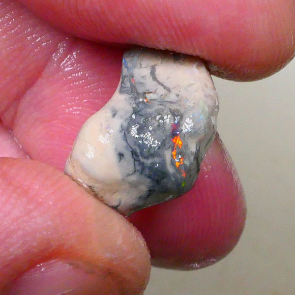 Orange/Red Alert Bright fire poking through saying Hello chase me now lol 10.50cts Knobby opal formation rough of Lightning Ridge Sand/Clay host 19x15x9mm  Lot B4-A513