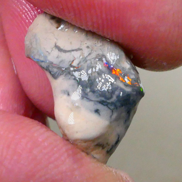 Orange/Red Alert Bright fire poking through saying Hello chase me now lol 10.50cts Knobby opal formation rough of Lightning Ridge Sand/Clay host 19x15x9mm  Lot B4-A513
