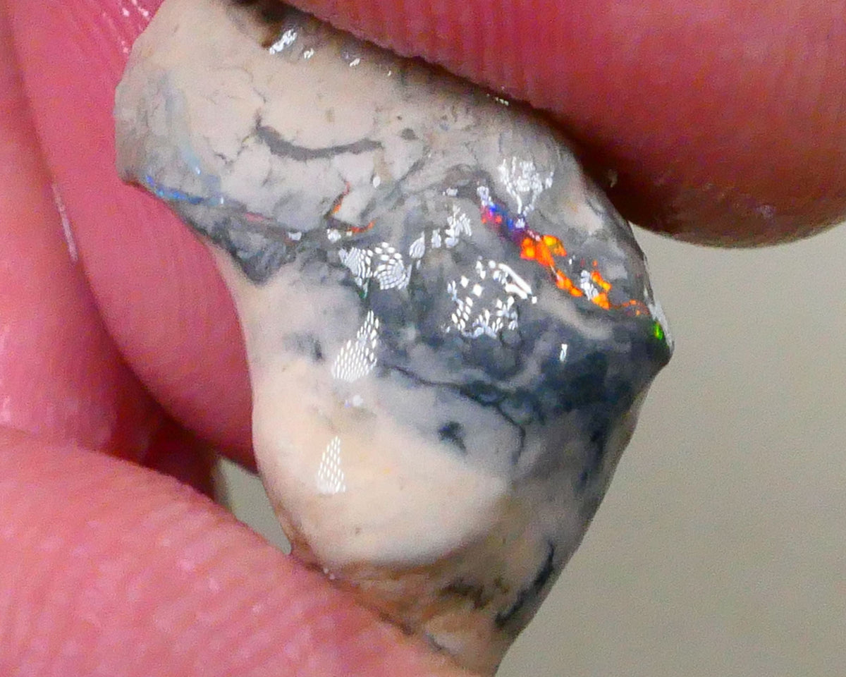 Orange/Red Alert Bright fire poking through saying Hello chase me now lol 10.50cts Knobby opal formation rough of Lightning Ridge Sand/Clay host 19x15x9mm  Lot B4-A513