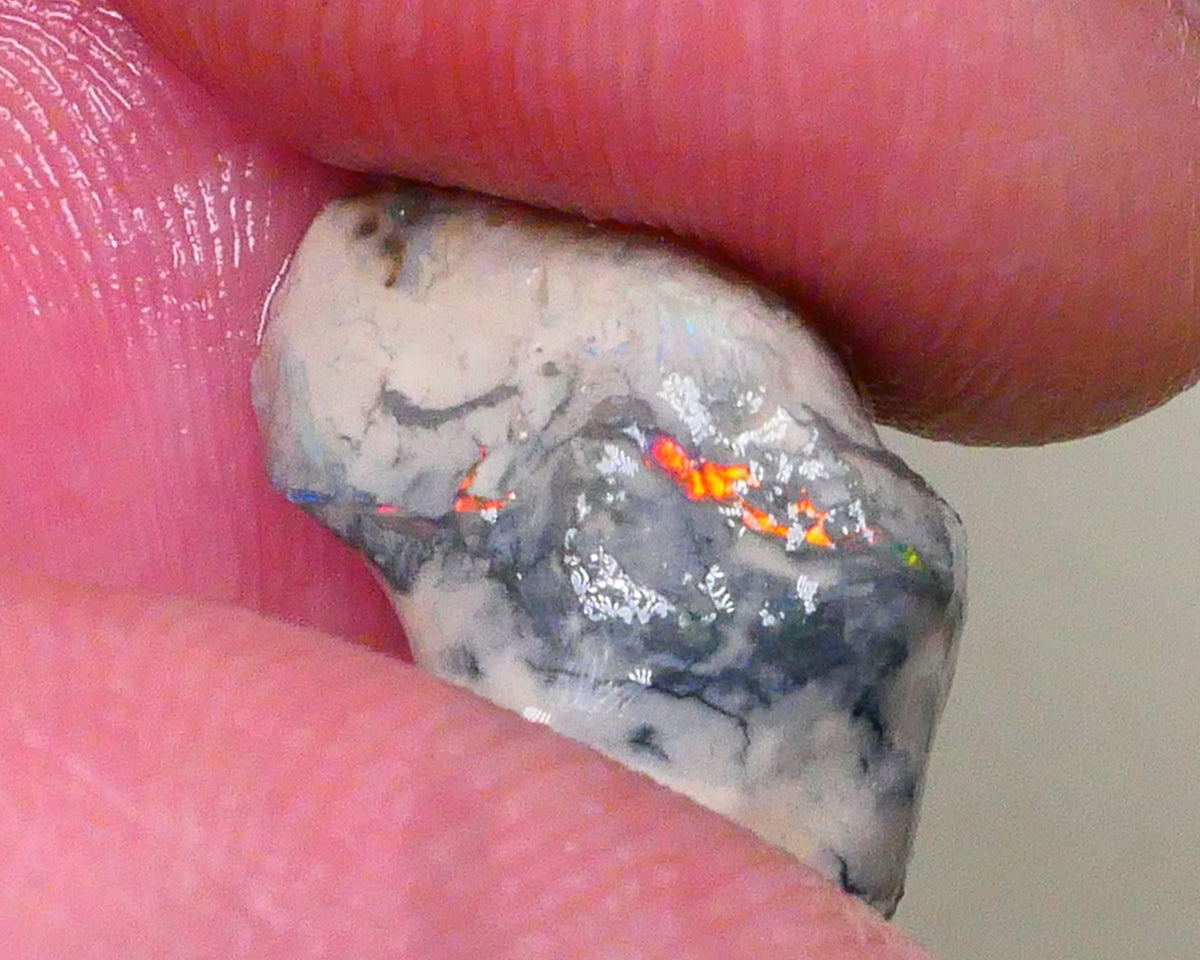 Orange/Red Alert Bright fire poking through saying Hello chase me now lol 10.50cts Knobby opal formation rough of Lightning Ridge Sand/Clay host 19x15x9mm  Lot B4-A513