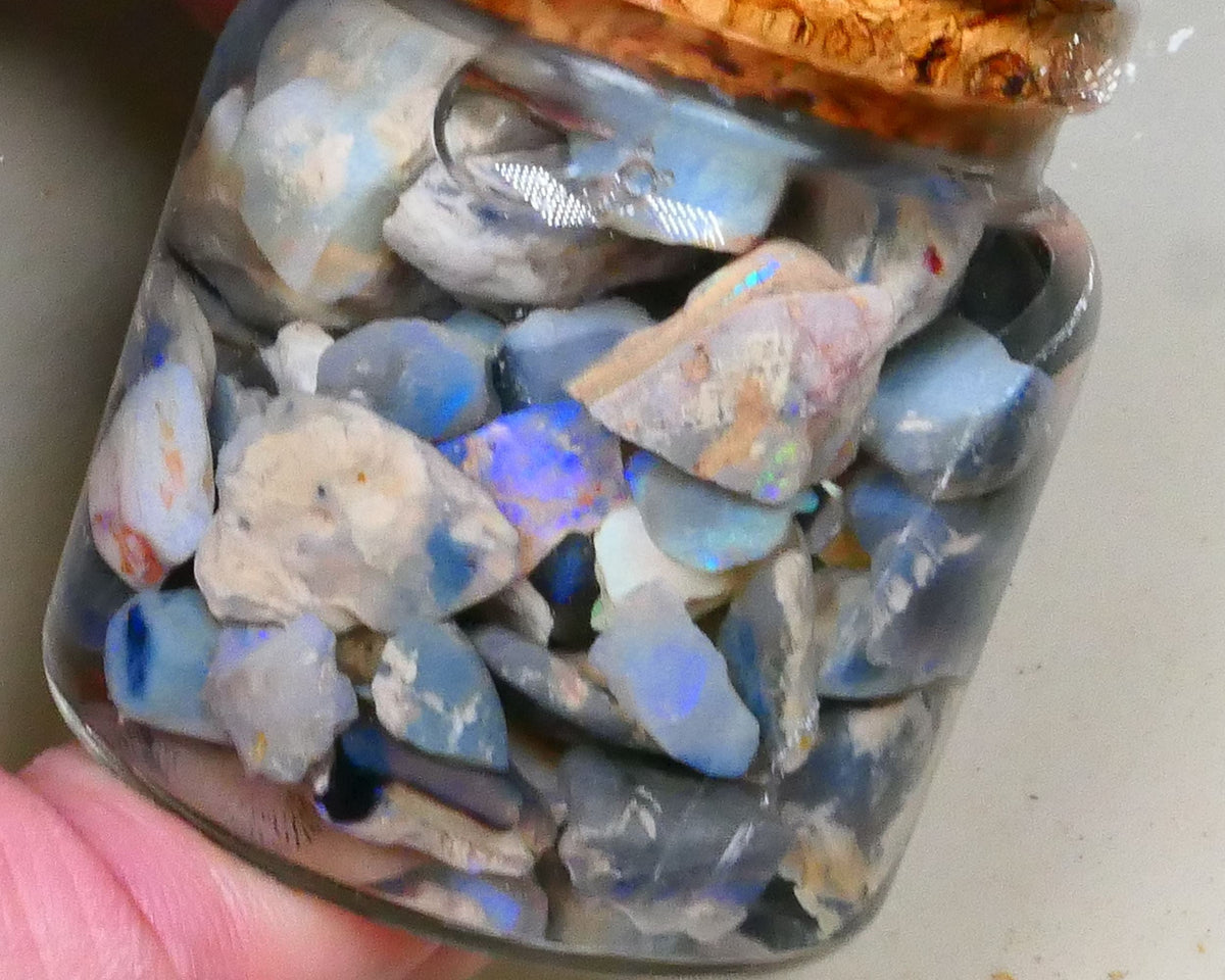 Lightning Ridge Potch & colours 265.00cts Dark Base Seam knobby fossil 16mm to chip size Lot B4-A515
