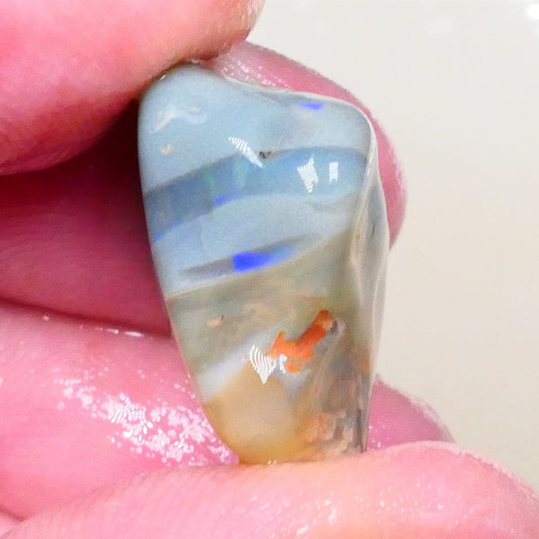 Bright Broad Blue Flash of Fire 22.00cts Dark Base knobby opal rough out the tumbler 22x17x10mm Lot B4-A519