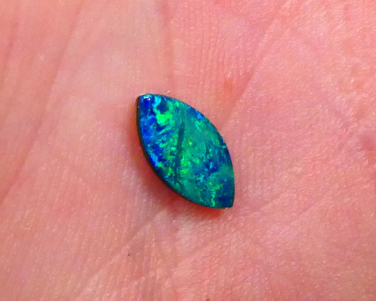 Gem Quality Coober Pedy doublet 0.65cts Gorgeous Bright Greens & blues ready to set 10x5x2mm  Lot B4-A540