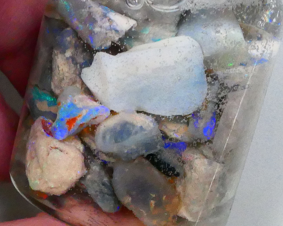 Lightning Ridge Knobby Seam & fossil Potch & colours 140.00cts Mostly blues to chase & Gamble 15mm to chip size  Lot B4-A537