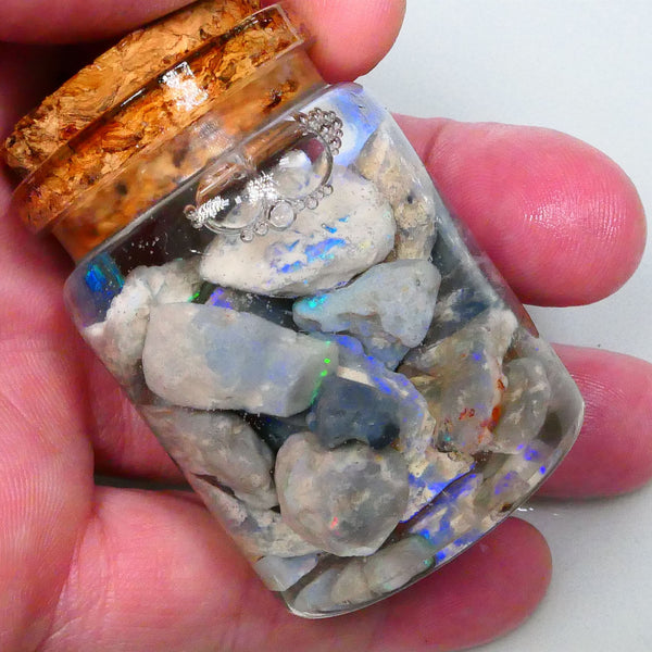 Lightning Ridge Knobby Seam & fossil Potch & colours 140.00cts Mostly blues to chase & Gamble 15mm to chip size  Lot B4-A537