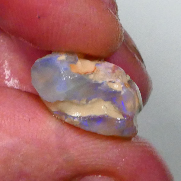 Pair of Lightning Ridge Dark Base Knobby opal rough 25.00cts blue colours to chase 21x16x10mm & 17x12x10mm Lot B4-A535