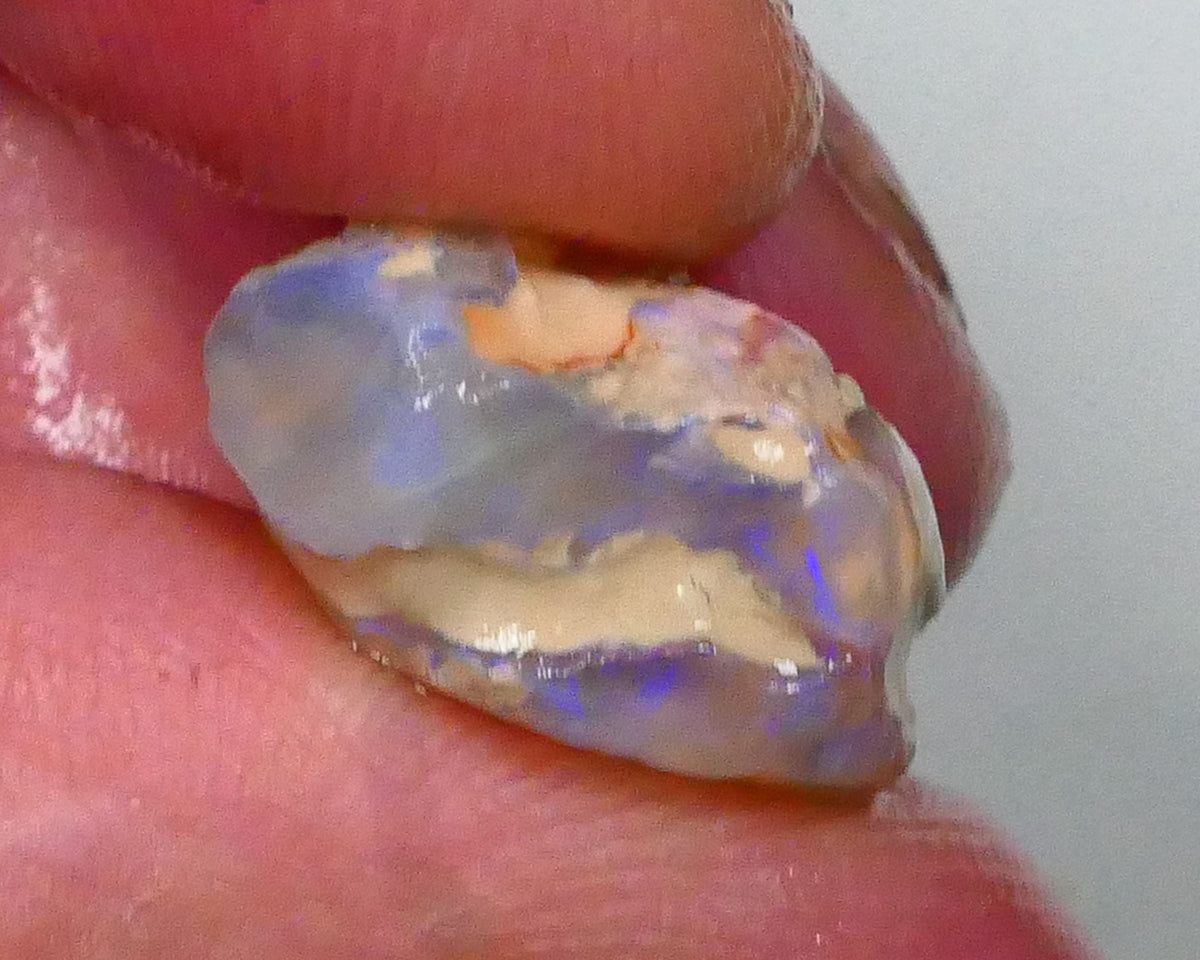 Pair of Lightning Ridge Dark Base Knobby opal rough 25.00cts blue colours to chase 21x16x10mm & 17x12x10mm Lot B4-A535