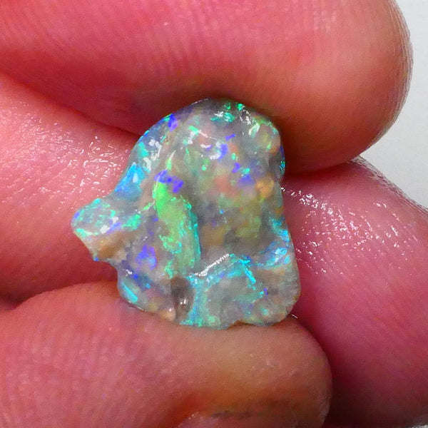 Gorgeous Dark Crystal knobby opal rough small 3.60cts Bright Vibrant Green/Blue hues loaded 13x13x5mm  Lot B4-A533