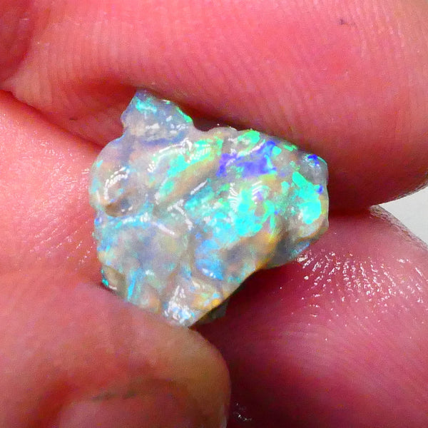Gorgeous Dark Crystal knobby opal rough small 3.60cts Bright Vibrant Green/Blue hues loaded 13x13x5mm  Lot B4-A533