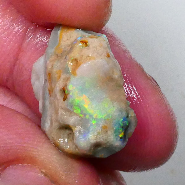 Nice Green dominant M. Fires with oranges Knobby opal rough 12.75cts Calling all Gamble cutters 20x16x8mm  Lot B4-A532
